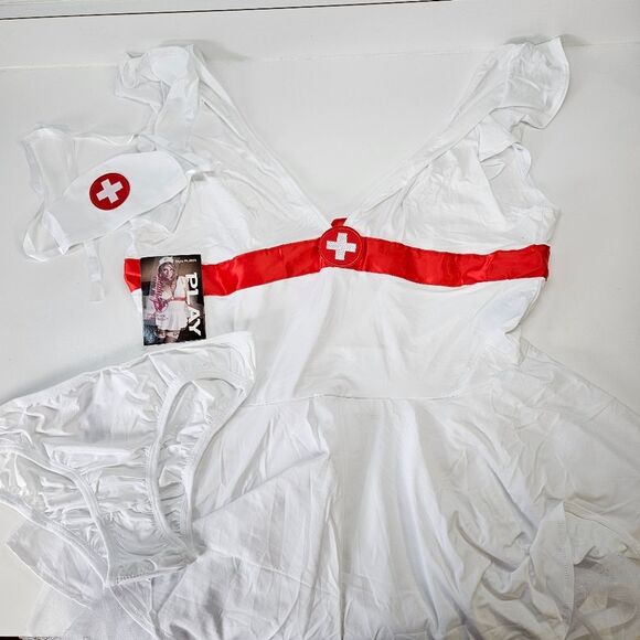 NEW Fantasy Lingerie PLAY Bedside Nurse Sexy Costume 3-Piece Set M/L - Picture 3 of 6